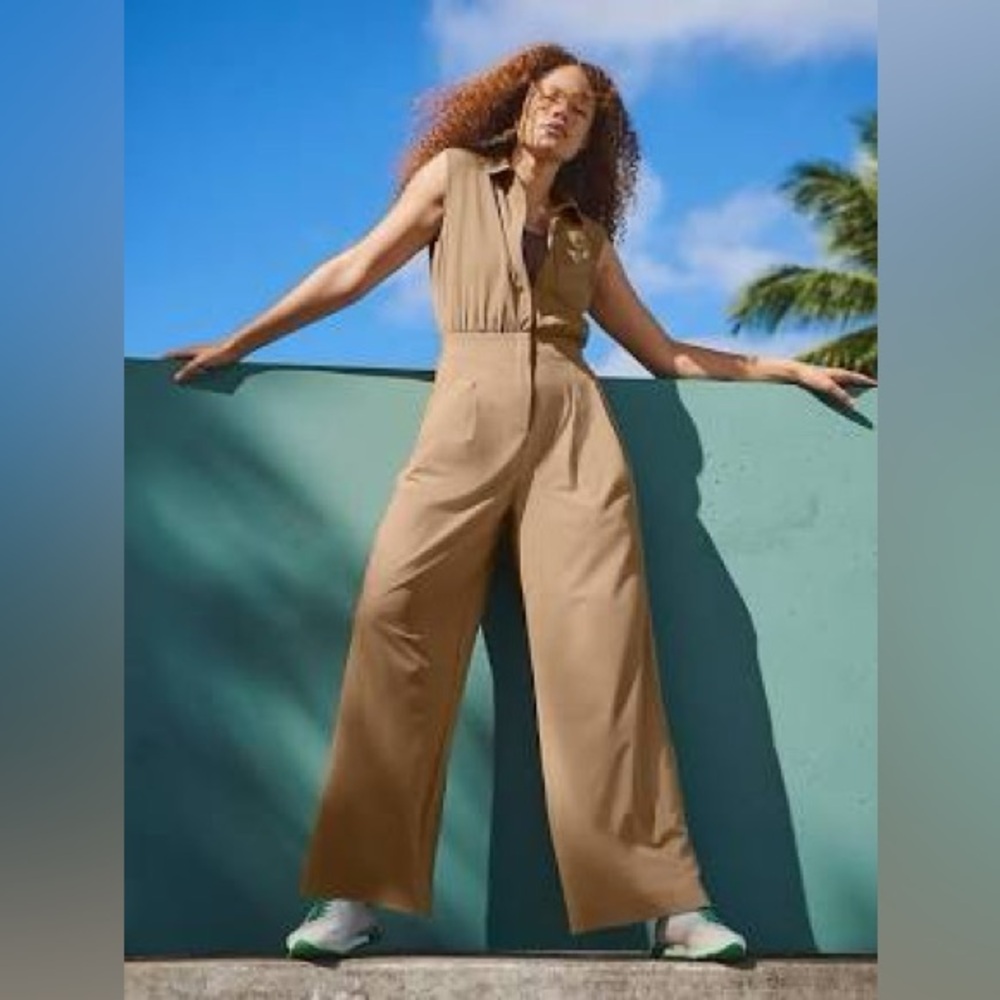 Athletes Brooklyn Heights Wide Leg Jumpsuit Olive Green NWT - Picture 3 of 10